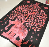 Red Tree Of Life Tapestries tree of life wall hanging tapestry for dorm-Jaipur Handloom