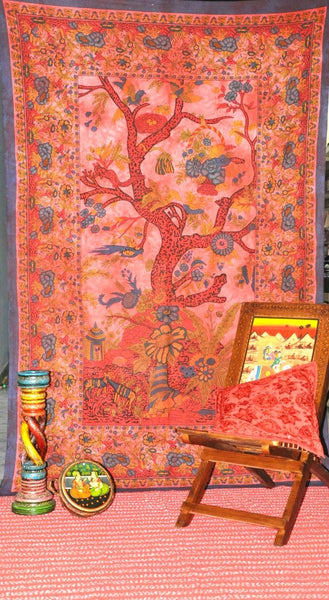 Red Tree Of Life Tapestry tree of life bedspread for dorm and college-Jaipur Handloom