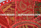 Red XL 32" Big Round Floor Pillow Cushion round seating Bohemian Patchwork floor cushion pouf Vintage Indian Foot Stool Bean Bag