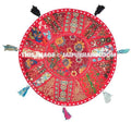 Red XL 32" Bohemian Patchwork floor cushion Big Round Floor Pillow Cushion round seating pouf Vintage Indian Foot Stool Bean Bag-Jaipur Handloom