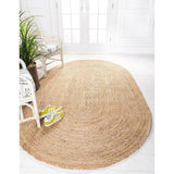 Reversible Natural Jute Oval Area Rug for Living Room 5 X 7 Feet