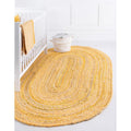 Reversible Yellow Chindi 5' X 7' Oval Area Rug for Bedroom & Kids Room