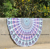 Round Bohemian Mandala Tapestry Cotton Beach Throw Burning Man Blanket-Jaipur Handloom