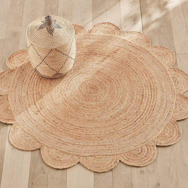 Round Jute Scalloped Rugs, Customize in Any Size & Shape