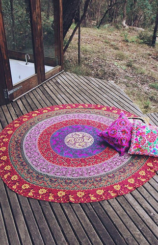 Round Mandala Tapestry Wall Hanging Wholesale beach towels indian yoga mat-Jaipur Handloom