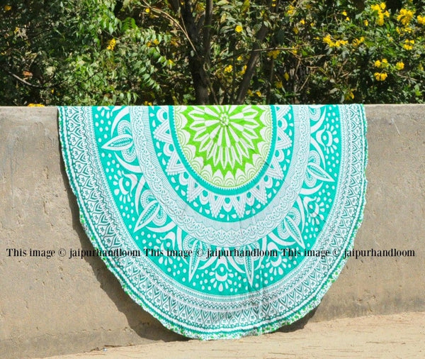 Round Mandala Wall Hanging Dorm Room Bedspread Cheap Beach Towels-Jaipur Handloom