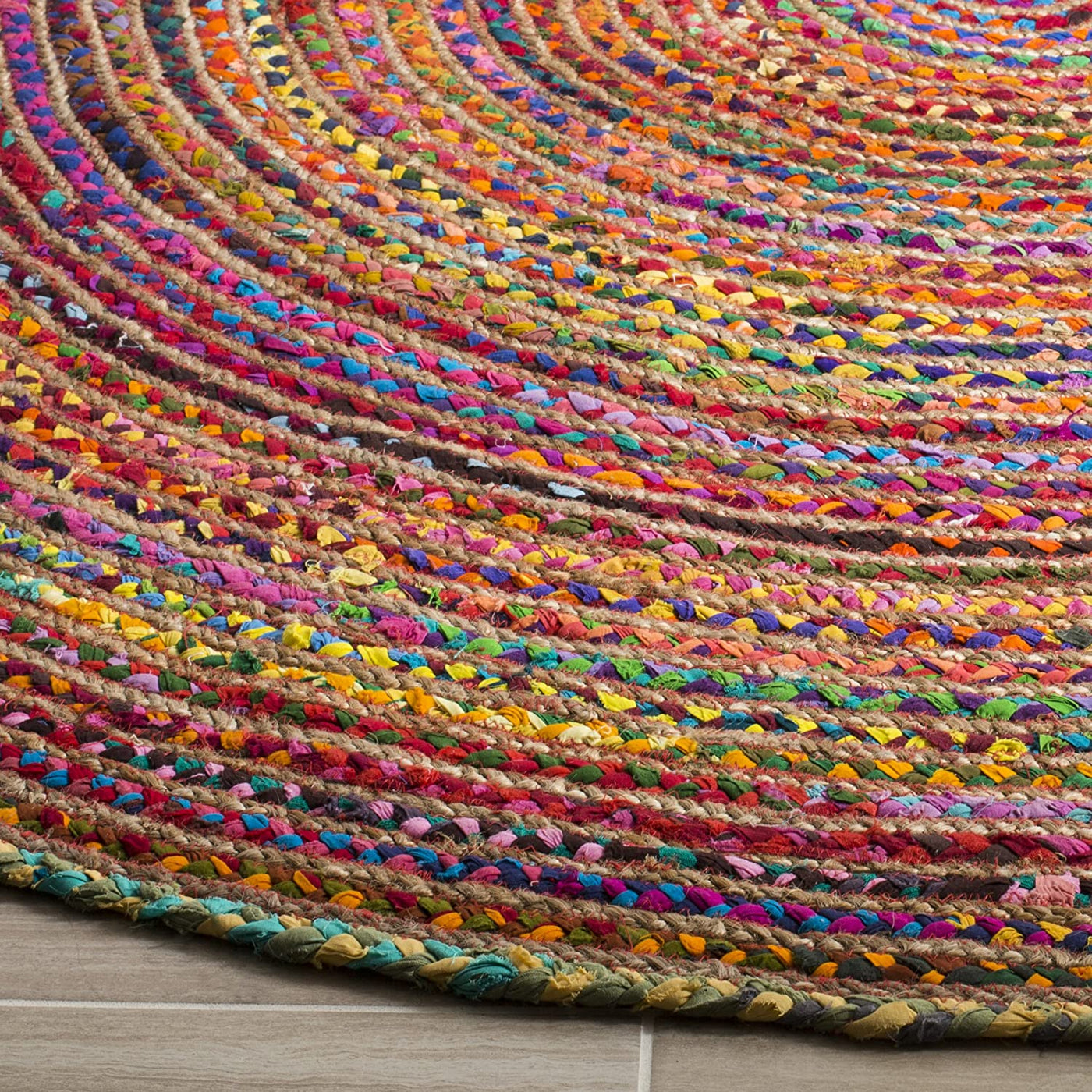 Round jute and cotton Chindi rugs Carpets, Buy Circle Chindi Rug Online