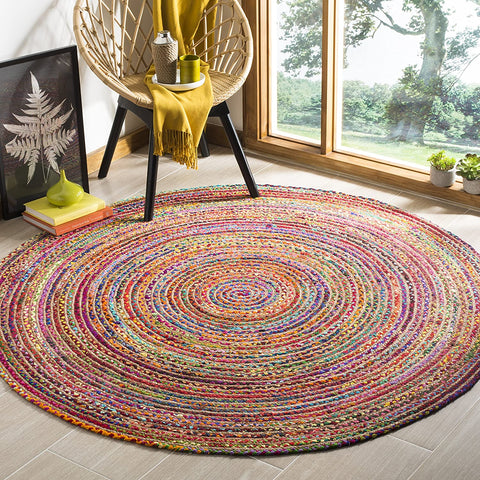 Round Boho Rug And Meditation Mat - Multicolor, रग मैट - Living Brown  Private Limited, Mumbai