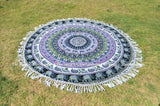 Royal Plum and Bow Medallion Beach Throw Towel, Hippie Mandala Roundie-Jaipur Handloom