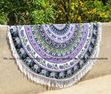 Royal Plum and Bow Medallion Beach Throw Towel, Hippie Mandala Roundie-Jaipur Handloom