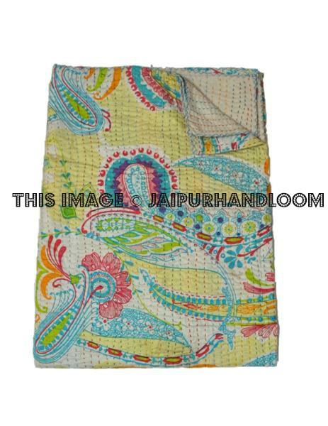 Sari Kantha Quilt Blanket Throw Bedspread Bed cover