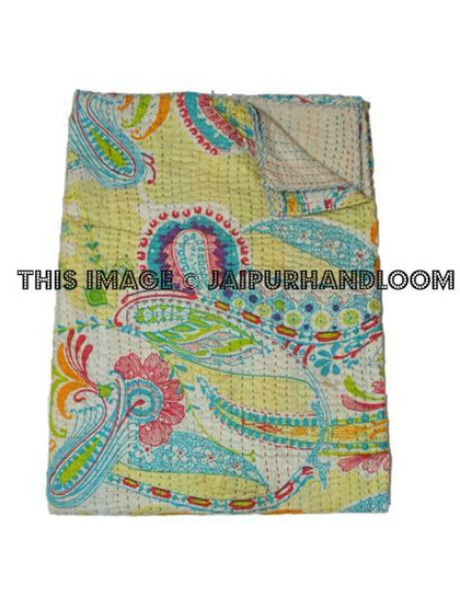 Sari Kantha Quilt Blanket Throw Bedspread Bed cover