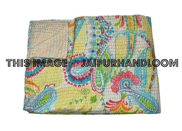 Sari Kantha Quilt Blanket Throw Bedspread Bed cover