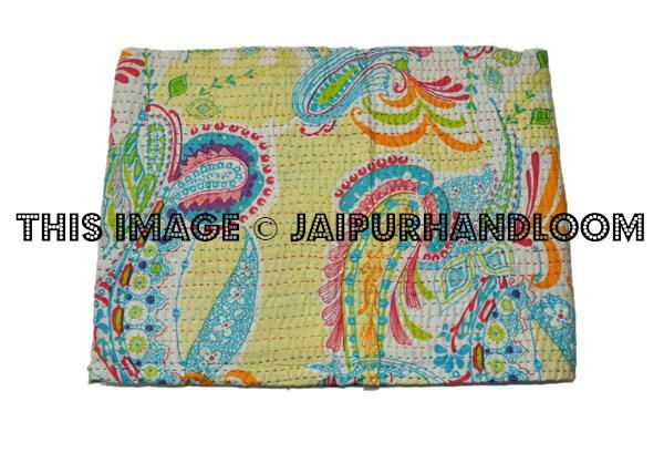 Sari Kantha Quilt Blanket Throw Bedspread Bed cover