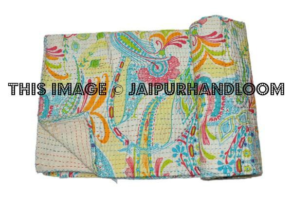 Sari Kantha Quilt Blanket Throw Bedspread Bed cover