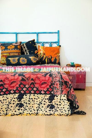Sari Queen kantha throw blanket bedspread bedding-Jaipur Handloom