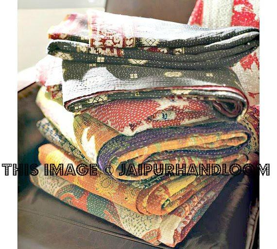 Sari Throws kantha Blankets wholesale set of 5-Jaipur Handloom