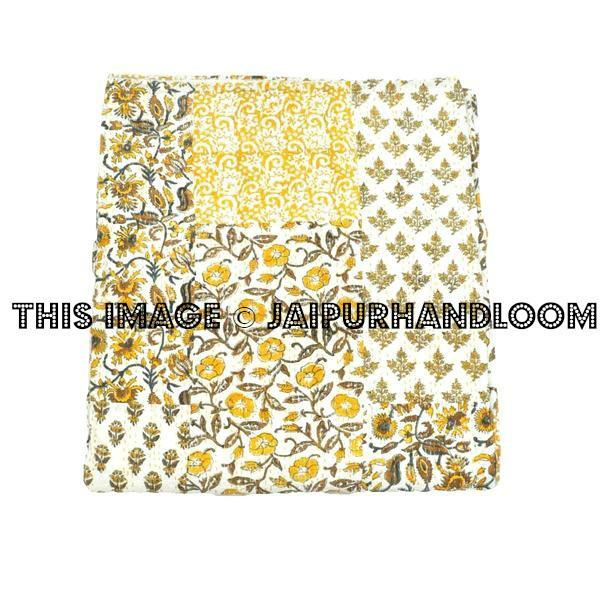Sari patchwork Kantha Quilt,  Patchwork Kantha Throw