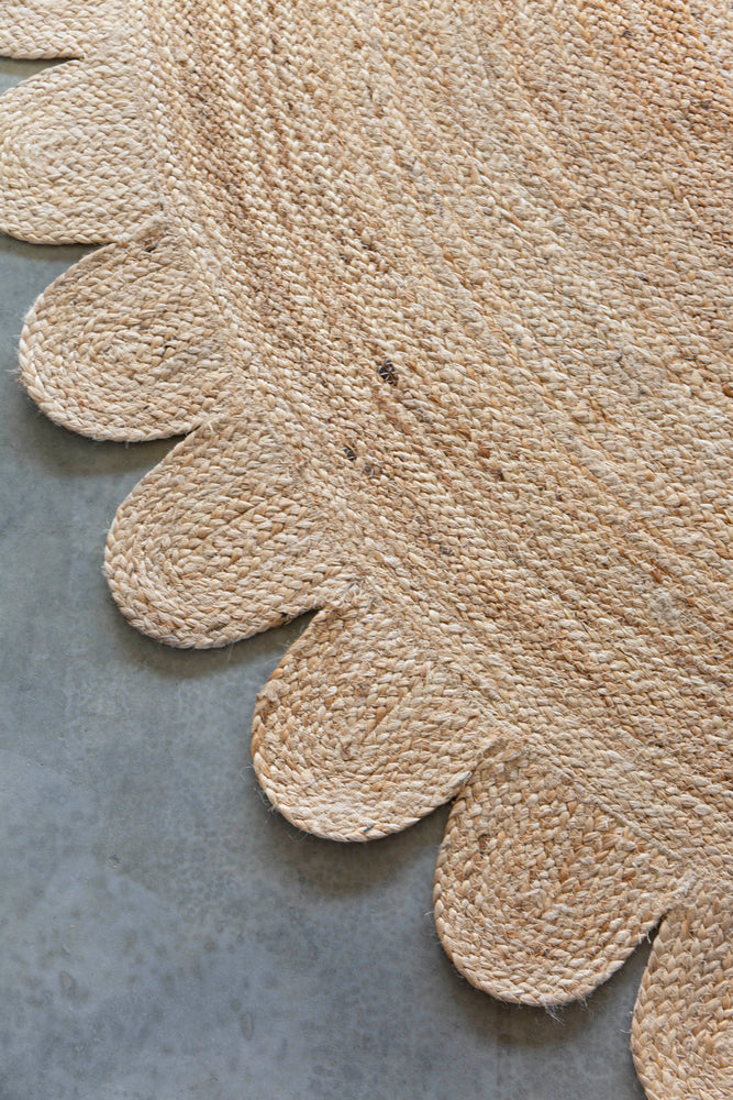 Scallop Round Jute Rug, Bohemian Rug, Natural Eco Friendly Rug Boho Decor Rug, Area Rug, Handwoven Jute Rug, Custom Rug, Decorative Rug