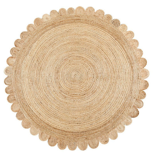 Scallop Round Jute Rug, Bohemian Rug, Natural Eco Friendly Rug Boho Decor Rug, Area Rug, Handwoven Jute Rug, Custom Rug, Decorative Rug
