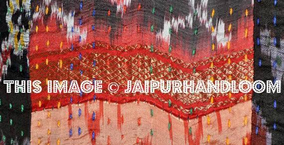 Set Of 2 Silk kantha Pillow Cover Bohemian Dining Chair Pillows Cushions-Jaipur Handloom