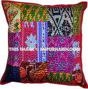 Set Of 2 Silk kantha Pillow Cover Bohemian Dining Chair Pillows Cushions-Jaipur Handloom