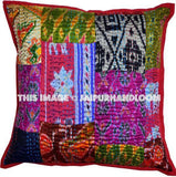 Set Of 2 Silk kantha Pillow Cover Bohemian Dining Chair Pillows Cushions-Jaipur Handloom