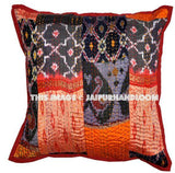 Set Of 2 Silk kantha Pillow Cover Bohemian Dining Chair Pillows Cushions-Jaipur Handloom