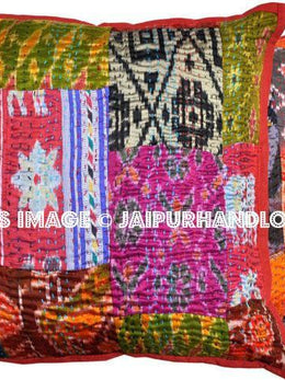 Set Of 2 Silk kantha Pillow Cover Bohemian Dining Chair Pillows Cushions
