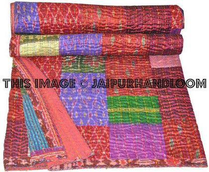 Silk Patola Kantha Gudri Queen Kantha Quilt Patchwork Kantha Bedding