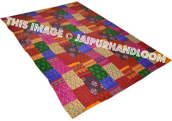 Silk Sari kantha Patola Blanekt vintage kantha throw blankets