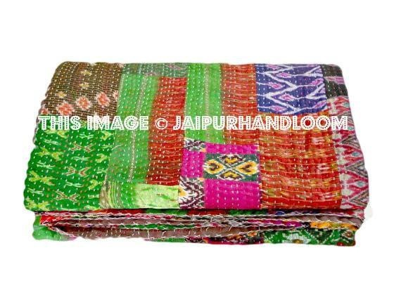Silk Sari kantha Patola Blanekt vintage kantha throw blankets