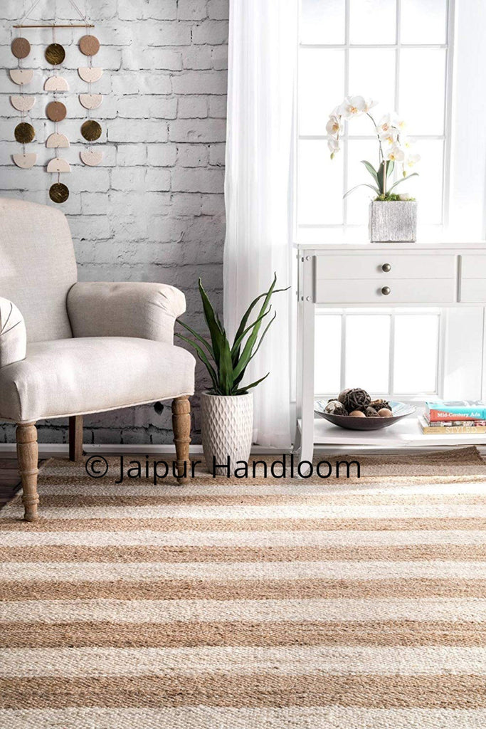 Runner carpet natural jute rug hand woven braided beige color for Living  Room