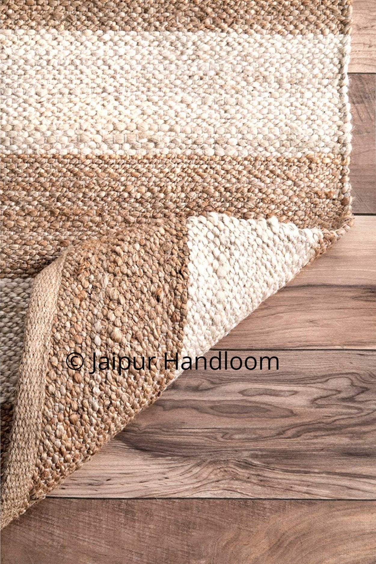 Natural Jute Braided Rugs Indian Hand Woven Floor Mat 2X8 ft-Jaipur Handloom
