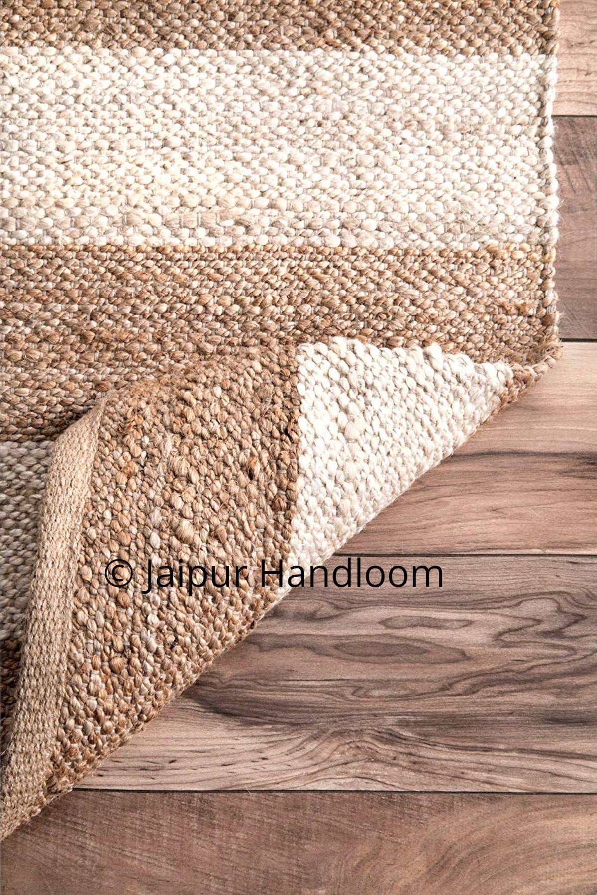 Natural Jute Braided Rugs Indian Hand Woven Floor Mat 2X8 ft-Jaipur Handloom