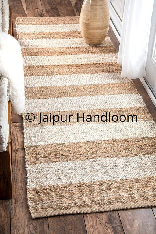 Natural Jute Braided Rugs Indian Hand Woven Floor Mat 2X8 ft-Jaipur Handloom