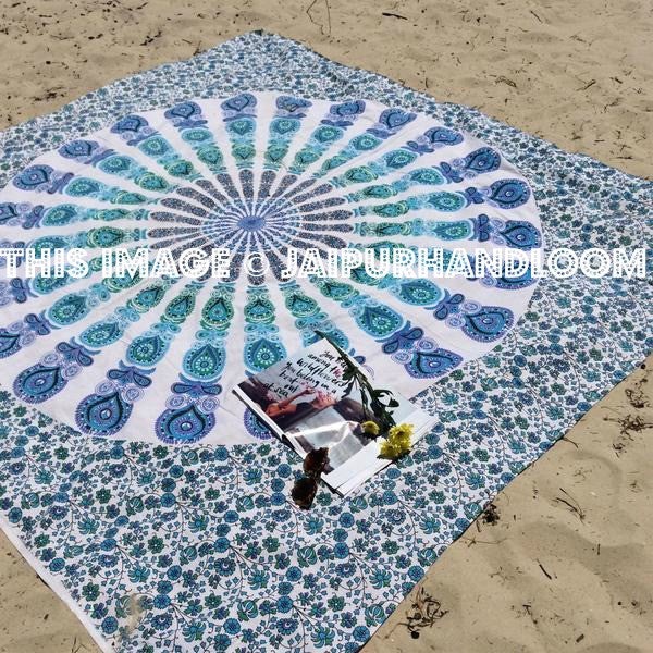 Summer Beach Blanket Towel Queen Mandala Hippie Tapestry Dorm Decor Wall Hanging-Jaipur Handloom