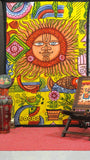 Sun God Psychedelic Tapestry Celestial Sun and Moon Tapestry Wall Tapestry-Jaipur Handloom