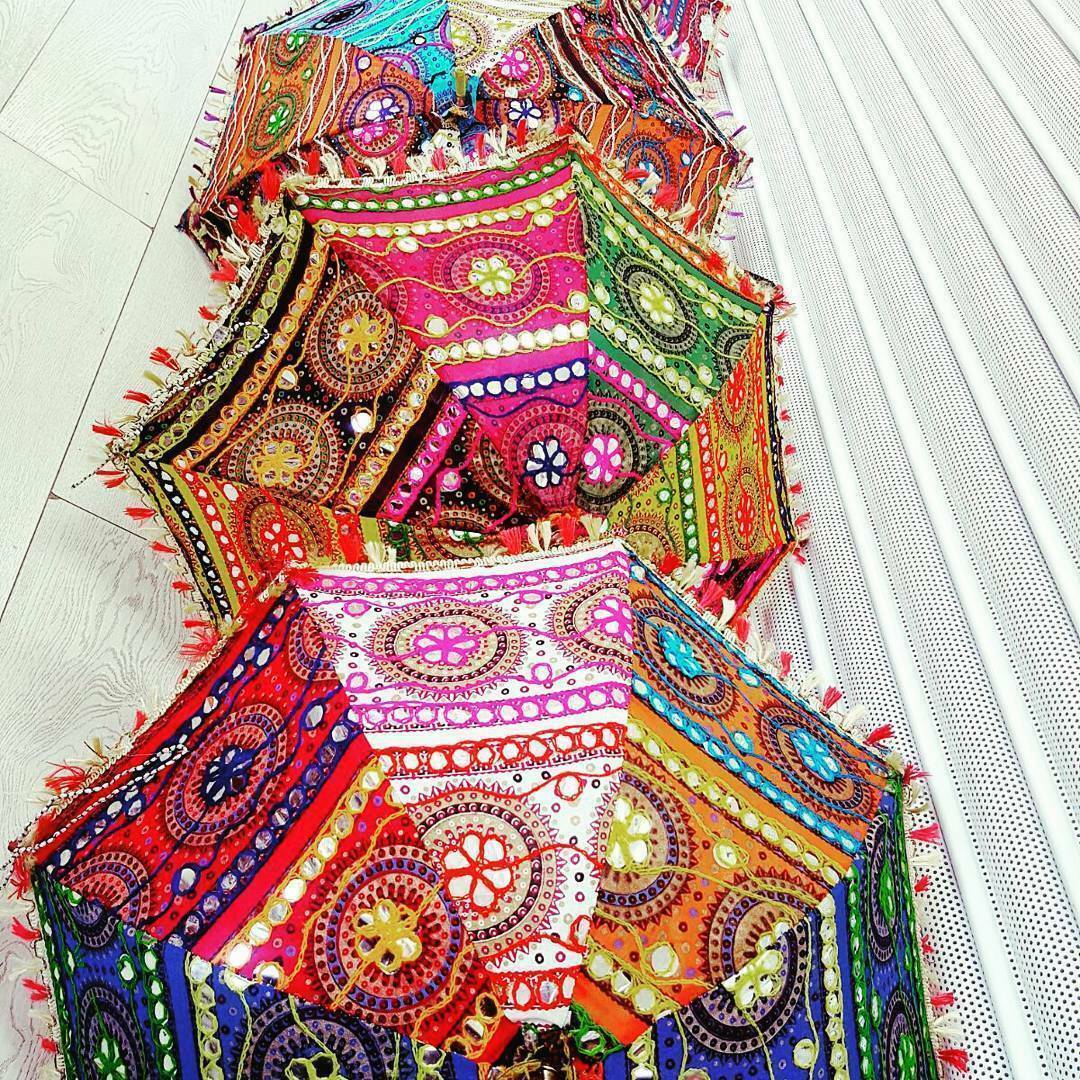 Sun Protection Women Umbrella Indian Handmade Patchwork Parasol Wedding Decor Umbrella - 10 pcs Wholesale Lot Embroidery Umbrella-Jaipur Handloom