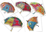 Sun Protection Women Umbrella Indian Handmade Patchwork Parasol Wedding Decor Umbrella - 10 pcs Wholesale Lot Embroidery Umbrella-Jaipur Handloom