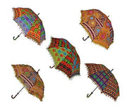 Sun Protection Women Umbrella Indian Handmade Patchwork Parasol Wedding Decor Umbrella - 10 pcs Wholesale Lot Embroidery Umbrella-Jaipur Handloom