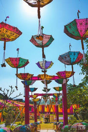 Sun Protection Women Umbrella Indian Handmade Patchwork Parasol Wedding Decor Umbrella - 10 pcs Wholesale Lot Embroidery Umbrella-Jaipur Handloom