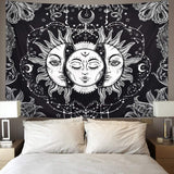 Black and White Burning Sun Tapestry 