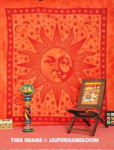 Sun and Moon tapestry psychedelic dorm tapestries hippie beach towels-Jaipur Handloom