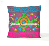 Suzani Throw Pillow, Decorative Brown Pillow, Indian Pillow Cover, Pillowcase, Indian Cushion Cover-Jaipur Handloom