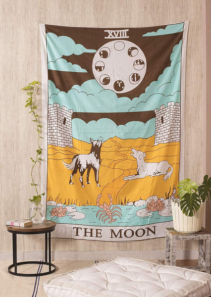 Tarot Tapestry 30 X 40 Inches The Moon Tapestry Medieval Europe Divination Tapestry