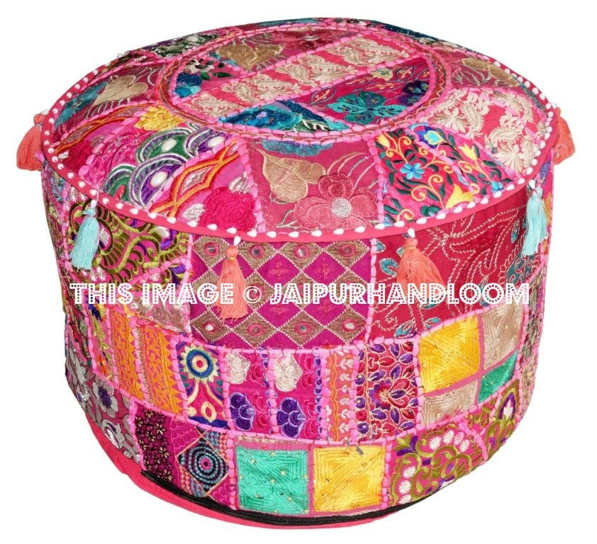 Tasmania Pouf ottomans - 22X12 inches-Jaipur Handloom