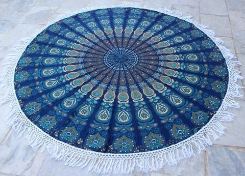 The Original Roundie Beach Towel Bohemian Mandala Tapestries Wall Decor-Jaipur Handloom