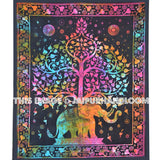 Tie Dye Colorful Elephant Tree Tapestry Cute Dorm Wall Hanging