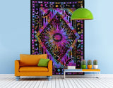 Tie Dye Purple burning sun tapestry wall hanging hippie beach throw
